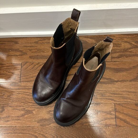 DARK BROWN LEATHER CHUNKY BOOTS - Picture 6 of 6